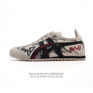 真标 亚瑟士 Onitsuka Tiger Mexico 66 Slip On 鬼冢虎复古时尚 舒适透气帆布鞋面耐磨防滑 休闲运动跑步鞋 虎底采用磨耐防橡滑胶底