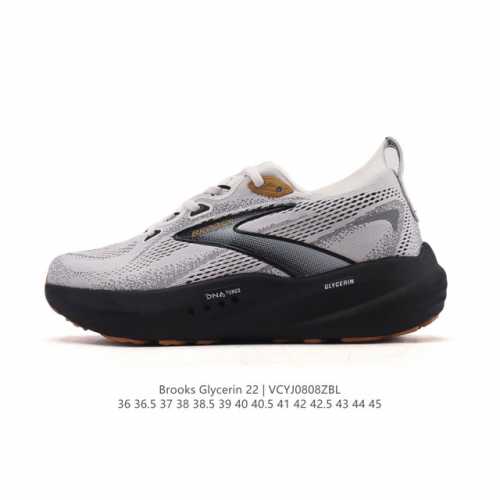 新品公司级 Brooks布鲁克斯Glycerin 22甘油 跑步鞋男女新款透气缓震支撑运动 甘油22跑鞋是布鲁克斯。甘油22拥有非常亮眼的外观设计，采用了鲜艳夺