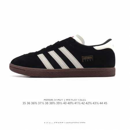 新品 阿迪达斯 Adidas Stadt 舒适透气 百搭潮流 复古时尚 德训鞋 柔软舒适 防滑耐磨 低帮 运动板鞋 男女同款。休闲鞋特色：设计师大胆选择粉色打底 - 点击图像关闭