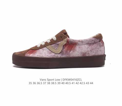 Vans 万斯 男女鞋真标硫化工艺，原装铝楦数据开发鸟嘴楦型版本范斯vans Sport 运动系列复古低帮硫化滑板板鞋“麂皮做旧泼墨小浪logo”。 类型：男女