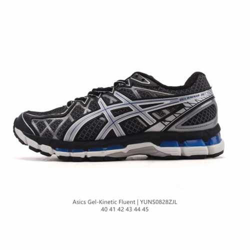 公司级 亚瑟士Asics Gel-Kinetic Fluent 舒适百搭 合成革防滑耐磨 低帮跑步鞋 男款 首先配色上十分经典百搭的黑金配色，非常好去搭配衣裤穿