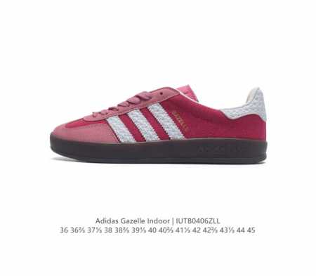 阿迪达斯 Adidas Originals Gazelle Indoor 复古三叶草防滑透明橡胶板鞋经典运动鞋。这款经典鞋,忠于原版设计,缀撞色三条纹和鞋跟饰片 - 点击图像关闭