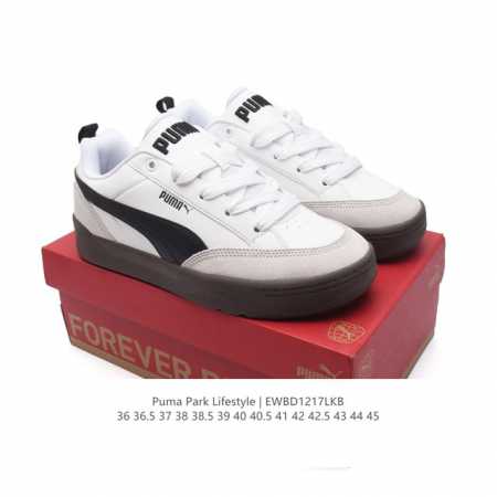 Puma 彪马 男女运动板鞋，原楦原纸版开发版型，采用环保纤维革组合翻毛皮饰片鞋面材质，外置耐磨橡胶大底蕾哈娜同系面包鞋太好看了！彪马puma Park Lif - 点击图像关闭