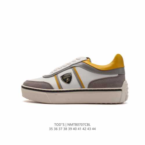Tod'S托德斯舒适防滑运动鞋小牛皮鞋面橡胶厚底鞋底光滑皮革板鞋 白色 小白鞋，圆头款式 英伦风 夏#男女士运动慢跑鞋，材质进阶，轻便至简 新系列 皮革运动休闲