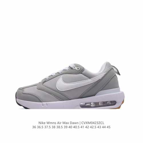 耐克 Nike Air Max Dawn 黎明系列 低帮气垫百搭休闲运动慢跑鞋。从配色上彰显出浓厚的复古气质。最大的亮点当属鞋型设计上加入结构元素，汲取1984