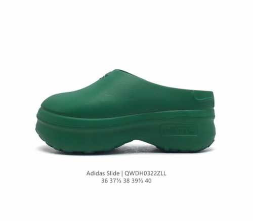 阿迪达斯 Adidas 夏季沙滩涉水百搭休闲拖凉拖鞋 超厚底增高女鞋包头凉拖鞋 采用超轻95% 注塑 Eva塑料,5%泡沫塑料发泡缓震物料成型鞋底 类型 女鞋