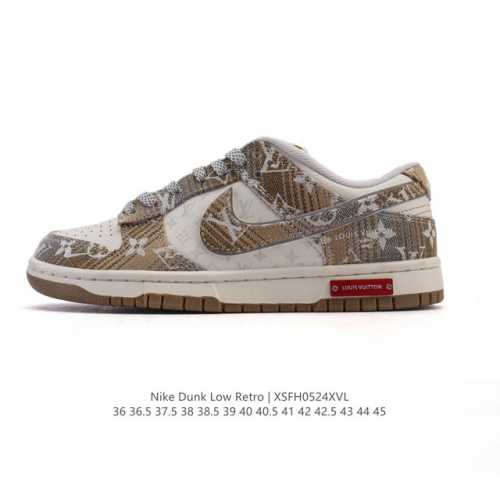 公司级 耐克 Nike Dunk Low Retro 运动鞋复古板鞋 路易威登联名 作为 80 年代经典篮球鞋款 起初专为硬木球场打造 后来成为席卷街头的时尚标