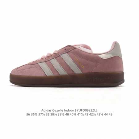阿迪达斯 Adidas Originals Gazelle Indoor复古三叶草防滑透明橡胶板鞋经典运动鞋。这款经典鞋,忠于原版设计,缀撞色三条纹和鞋跟饰片。 - 点击图像关闭