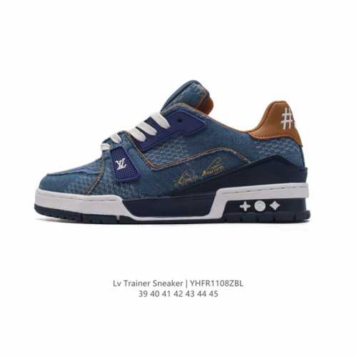 公司级 路易威登 Louis Vuitton LV路易威登板鞋 时尚运动鞋 潮厚底增高鞋 。舒适防滑底和百搭性霸屏整个时尚娱乐圈，细节调整完美主义！鞋面采用牛仔