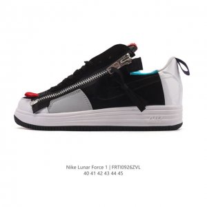 耐克Nike Lunar Force 1 Duckboot’ 17 Lf1 空军一号 小白鞋 拉链款鞋面 厚底增高运动板鞋，采用了合成革和织物制成，内衬是拒水面