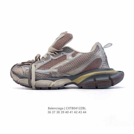公司级 巴黎世家 Balenciaga 3Xl Sneakers 巴黎世家 十代网布系带低帮走秀复古老爹运动鞋 透气网面材料和聚氨酯 磨损效果 鞋头边缘和后帮 - 点击图像关闭