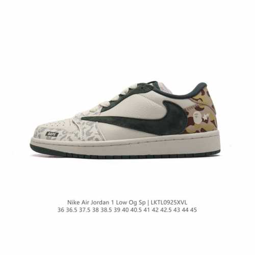 公司级 真标 耐克bape X Nike Air Jordan 1 Low Og Sp Military Blue Aj1乔1 倒勾 低帮篮球鞋 Aj1 乔丹1