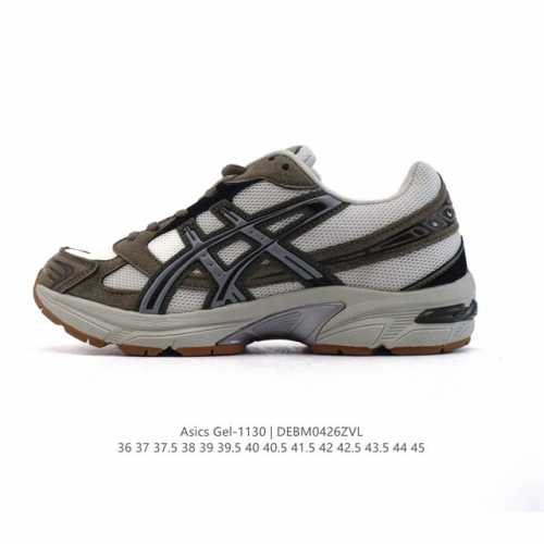 Asics 亚瑟士 新款情侣健步减震复古鞋Gel- 男女时尚透气运动潮流耐磨休闲鞋 选用网眼与皮革相接，复古而富有层次感。网布搭配金属感线条，虎爪 Logo 加