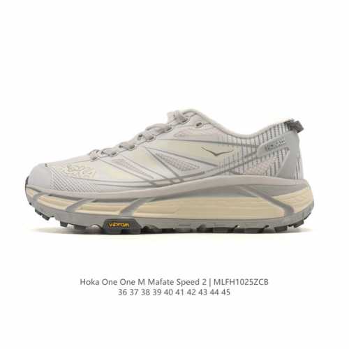 公司级 玛法特二代 Hoka One One Mafate Speed 2 Low 轻量低帮户外越野跑鞋 户外山脉越野轻量运动跑鞋。鞋面用轻的无缝架构，鞋带用了
