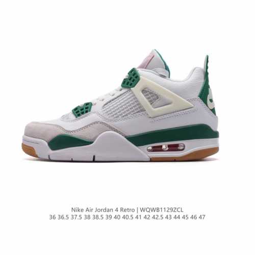 真标 耐克 Nike Air Jordan 4 Retro Og迈克尔 乔丹aj4代乔4 中帮复古休闲运动文化篮球鞋。秉承轻量化的速度型篮球鞋设计思想完成设计，