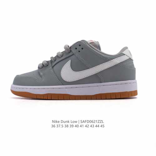 耐克 Nike Sb Dunk Low Pro 男女同款运动鞋复古板鞋。采用柔软皮革鞋面，经久耐穿，塑就如元年款 Dunk 般的复古质感。鞋头透气孔，搭配鞋口和