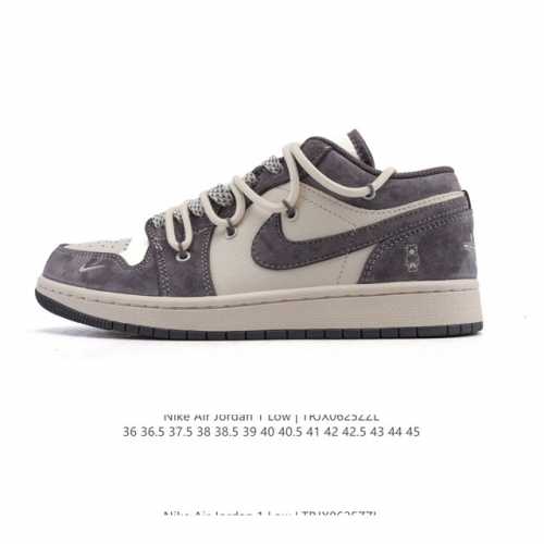 耐克 乔丹Air Jordan 1 Low Aj1 乔1 乔丹1代Aj1 低帮复古文化休闲运动篮球鞋 解构绑带 双鞋带。从1985 年面世的元年款汲取设计灵感，