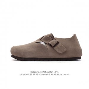 公司级 Birkenstock Boston Vl 勃肯男女鞋秋冬新款 绒面金属针扣软木底包头运动板鞋 天鹅绒般的绒面革赋子休闲的经典外观，牛皮绒面革质地柔软