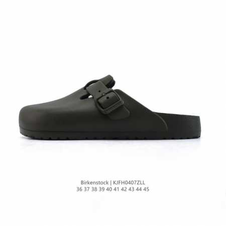 公司级德国百年知名鞋履品牌 勃肯Birkenstock Boston Suede Shearling 波士顿系列休闲凉拖鞋 低帮牛皮绒面革复古软木底包头露跟休闲 - 点击图像关闭