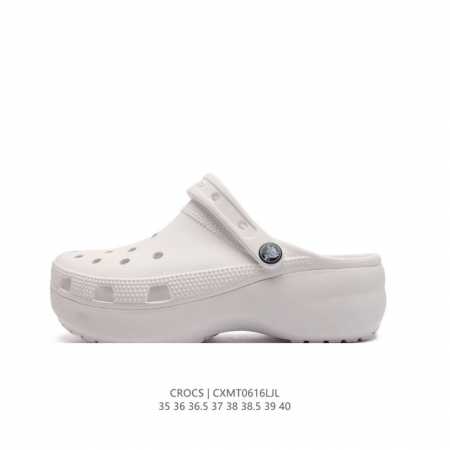 Crocs 沙滩洞洞鞋 女休闲厚底增高凉拖鞋 卡骆驰杨幂同款 厚底增高凸显大长腿沙滩鞋 选择尺码时 建议选大一码 脚感更舒适 这款没有鞋盒 类型：女鞋 尺码：3 - 点击图像关闭