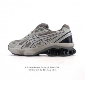 新品公司级 亚瑟士Asics Gel-Kinetic Fluent 舒适百搭 合成革防滑耐磨 低帮跑步鞋 男款 首先配色上十分经典百搭的黑金配色，非常好去搭配衣