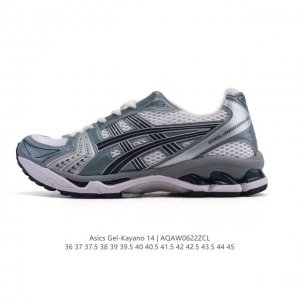 公司级 亚瑟士 Asics Gel-Kayano 14 运动休闲透气专业缓震慢跑鞋。采用工程弹性双层再生网格密度鞋面材质，后跟3D可视Gel缓震乳胶物料，升级F