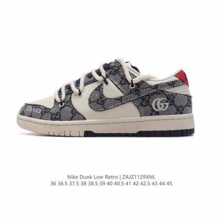 公司级 耐克 Nike Dunk Low Retro 运动鞋复古板鞋 解构绑带 双鞋带 Gucci 联名。作为 80 年代经典篮球鞋款，起初专为硬木球场打造，后 - 点击图像关闭