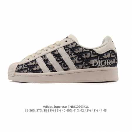 公司级 阿迪达斯 Adidas Superstar 2025年新款鞋子 经典贝壳头系列 新款休闲板鞋潮流男女士运动鞋 。鞋面皮革拼接材质 标志性的贝壳鞋头，简约 - 点击图像关闭