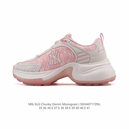 新品公司级 Ny Mlb Xlg Chunky 纽约洋基队 透气休闲运动鞋老爹鞋 波士顿跑鞋 马拉松中性休闲运动鞋Ny美国榄球 洋基队老爹厚底休闲运动慢跑鞋，韩