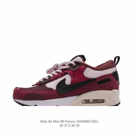 耐克 Nike Air Max90 Futura 运动鞋女鞋--从设计到测试再到造型。脚趾周围的锯齿形边缘和部分浮动的swoosh提供精心制作的奢华感。多道工序 - 点击图像关闭