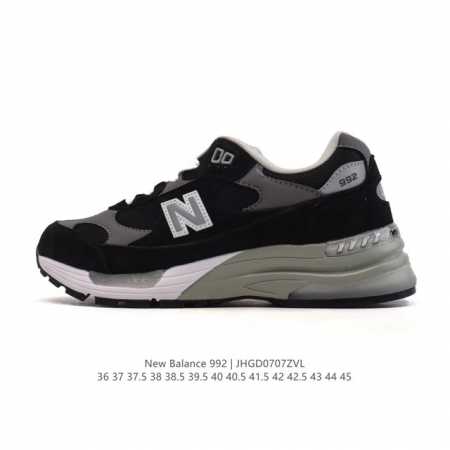 公司级 新百伦New Balance 992 复古风格简约经典舒适百搭时尚休闲鞋缓震透气跑步鞋。鞋面采用猪皮革与织物相结合，尼龙网布在拼接工序上极为繁复，彰显质 - 点击图像关闭