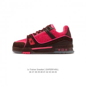 公司级 路易威登 满钻 Louis Vuitton Lv路易威登板鞋 时尚运动鞋 潮厚底增高休闲鞋。舒适防滑底和百搭性霸屏整个时尚娱乐圈，细节调整完美主义！致t