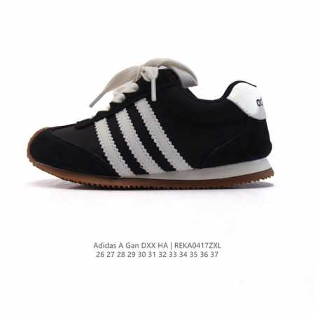童鞋 阿迪达斯 阿甘鞋 Adidas A Gan Shoes 经典运动鞋小白鞋 T头鞋 德训鞋 男儿童运动板鞋 彰显休闲摩登风情的时尚经典鞋。采用皮革帆布拼接鞋 - 点击图像关闭