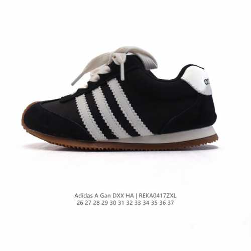 童鞋 阿迪达斯 阿甘鞋 Adidas A Gan Shoes 经典运动鞋小白鞋 T头鞋 德训鞋 男儿童运动板鞋 彰显休闲摩登风情的时尚经典鞋。采用皮革帆布拼接鞋