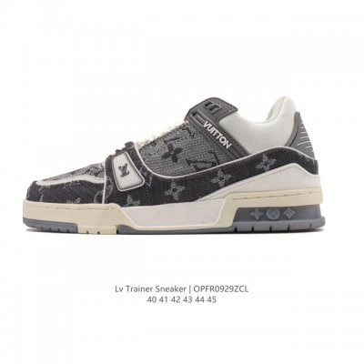 公司级 路易威登 Louis Vuitton Lv路易威登板鞋 时尚运动鞋潮厚底增高男鞋。舒适防滑底和百搭性霸屏整个时尚娱乐圈，细节调整完美主义！采用柔软帆布拼
