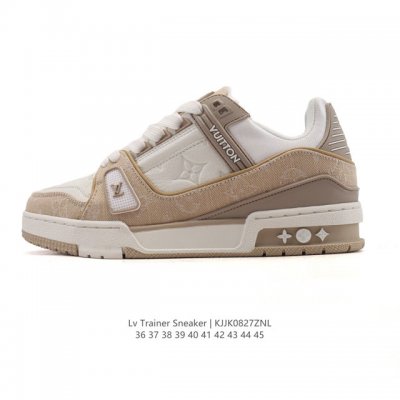 公司级 路易威登 Louis Vuitton Lv路易威登板鞋 时尚运动鞋潮厚底增高男女鞋。舒适防滑底和百搭性霸屏整个时尚娱乐圈，细节调整完美主义！采用柔软皮革