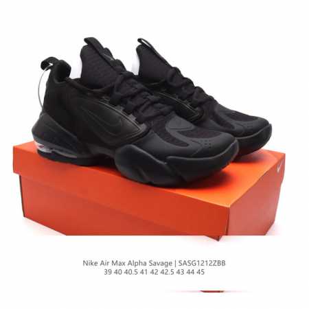 公司级 真标 Nike耐克air Max Alpha Savage 男士运动气垫缓震跑步鞋 厚底增高老爹鞋。Nike推出的这款男士跑鞋，其鞋面采用合成材质和织物 - 点击图像关闭