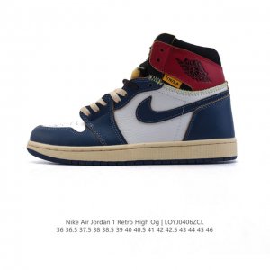 耐克 男女同款运动板鞋 Nike Air Jordan 1 Retro High Og 乔丹一代Aj1 乔1 Aj1 篮球鞋复刻运动鞋。皮面高帮板鞋的设计灵感源