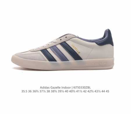 阿迪达斯 Adidas Originals Gazelle Indoor 复古三叶草防滑透明橡胶板鞋经典运动鞋 这款经典鞋,忠于原版设计,缀撞色三条纹和鞋跟饰片 - 点击图像关闭