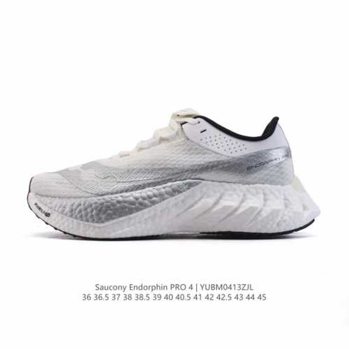 新品公司级 Saucony索康尼Endorphinpro啡鹏4陆地速鲨竞速碳板运动训练跑鞋 舒适百搭 网布减震透气支撑 低帮 碳板跑步鞋Saucony索康尼En