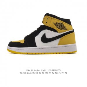 耐克 Nike Air Jordan 1 Mid 男女子篮球鞋时尚轻盈板鞋Aj1乔1运动鞋 乔丹一代 高帮复古休闲篮球鞋 。Air Jordan 1 Mid 搭