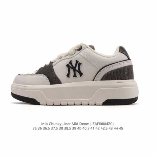 Mlb Chunky Liner Mid人气单品学长鞋系列轻量增高厚底百搭休闲运动板鞋轻便胶鞋 高级街头休閒品牌鞋。Mlb Chunky Liner 学长鞋是从