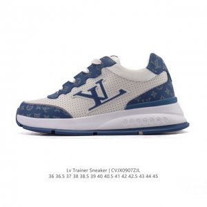 新品公司级 Lv Classic运动鞋 Lv 路易威登Louis Vuitton路易威登Lv男女鞋Classic运动鞋2025款小牛皮字母休闲鞋白色1Ahstf