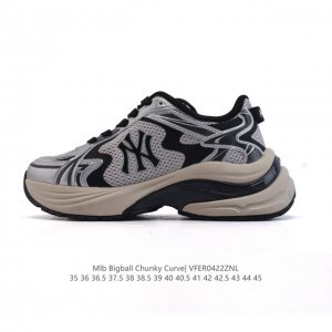 公司级 美职棒 Mlb Bigball Chunky Curve 纽约洋基队厚底增高老爹鞋男女复古鞋中性纽约洋基队休闲经典运动鞋。加厚鞋底，侧面有撞色Ny标识，