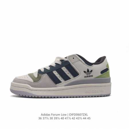 Adidas 阿迪达斯 三叶草 Forum Low 男女运动鞋 摩登演绎篮球风的经典鞋。英文的“Forum”，是进行表达的场所，在这里，可以释放自己的热情，阐述 - 点击图像关闭