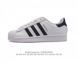 阿迪达斯 Adidas Superstar 三叶草经典贝壳头系列 新款休闲板鞋潮流男女士运动鞋 鞋面柔软皮革材质 标志性的贝壳鞋头 锯齿三条纹 简约的线条 就连