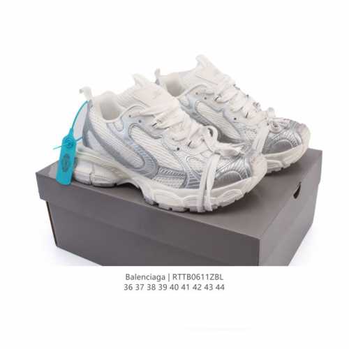 公司级 巴黎世家 Balenciaga 3Xl Sneakers 巴黎世家 十代网布系带低帮走秀复古老爹运动鞋 透气网纱 网面 材料和聚氨酯 磨损效果 鞋头边缘