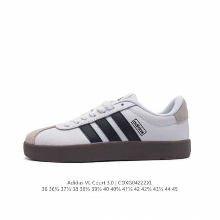 阿迪达斯 Adidas Vl Court 3.0 Shoes 网球运动休闲板鞋 T头鞋 这款adidas经典运动鞋，兼具休闲范和精致感，百搭皆有型。皮革鞋面缀标 - 点击图像关闭