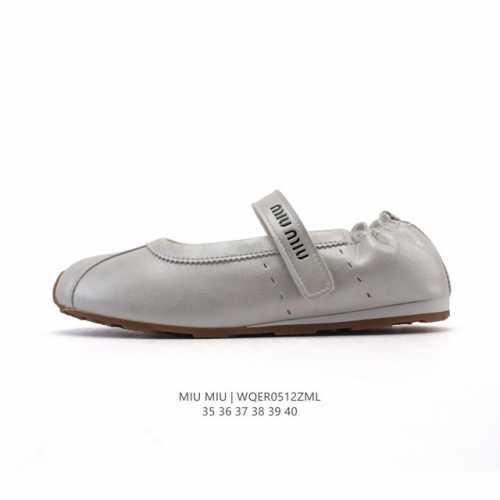 新品公司级 Miu Miu 韩系欧若拉百搭 运动甜妹风 舞蹈鞋 玛丽珍鞋 2.5Cm 女 魔术贴复古时尚百搭软底舒适 公主鞋 Miumiu2025S新款复古玛丽