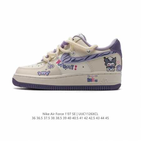 公司级 耐克 Nike Air Force 1 '07 Low 空军一号含气垫 解构绑带 双鞋带 库洛米涂鸦画 鞋面 小白鞋 低帮百搭厚底增高休闲运动板鞋。柔软 - 点击图像关闭
